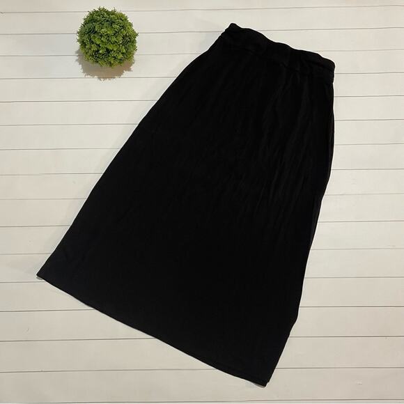 Liz Claiborne Black Jersey Knit Long Modest Midi Maxi Skirt Women’s Small Petite - Picture 5 of 8